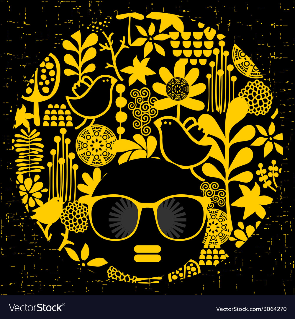 Black head woman in retro sunglasses