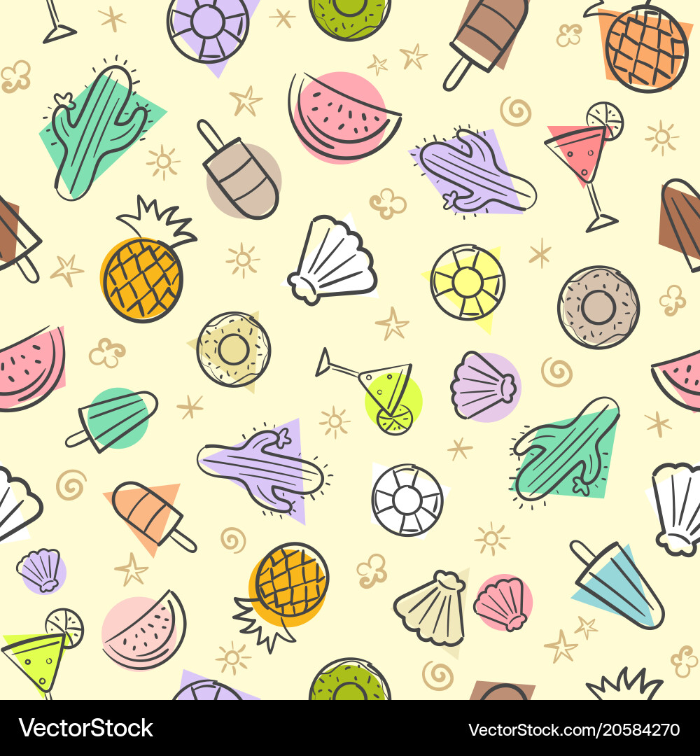 Cute seamless summer pattern with elements Vector Image