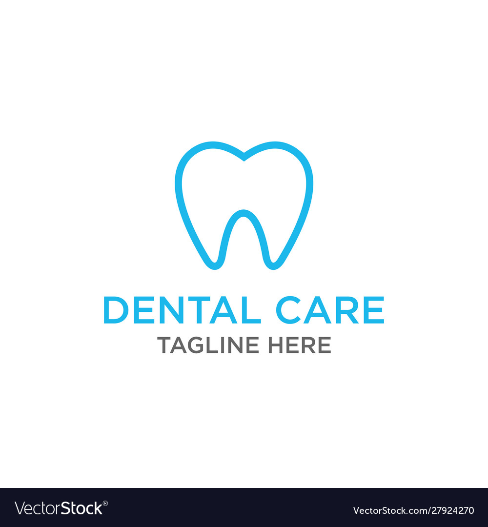 Dental care with line art logo design Royalty Free Vector