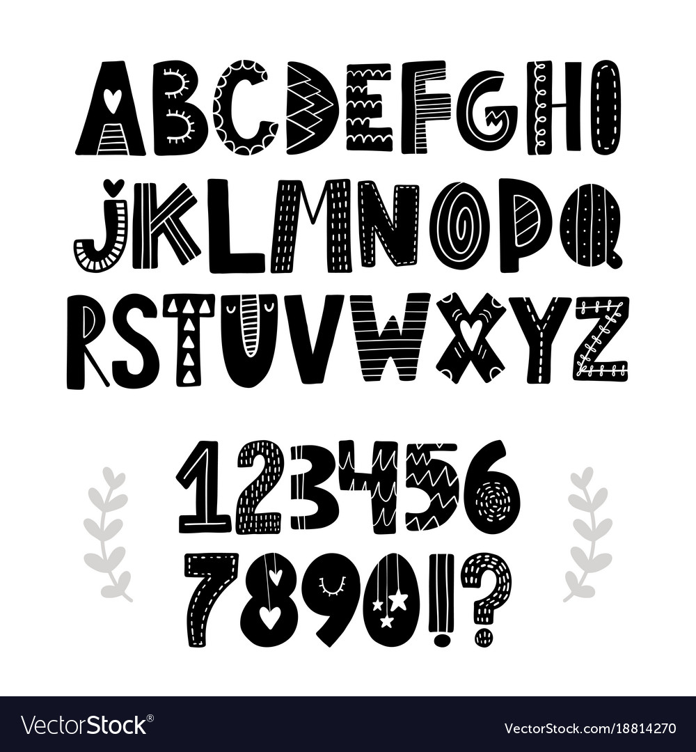 Funny hand drawn alphabet Royalty Free Vector Image