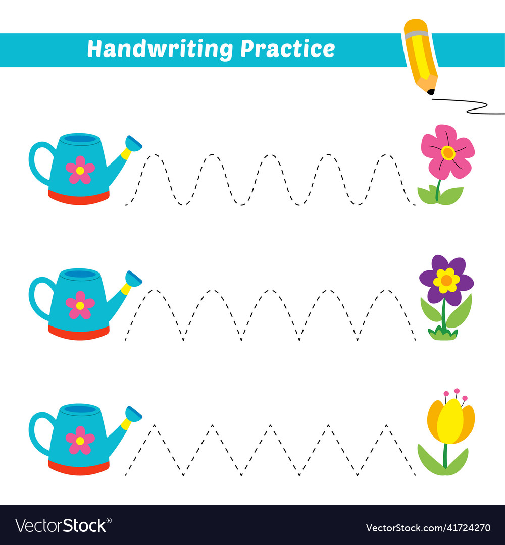 Handwriting practice for kids with watering can