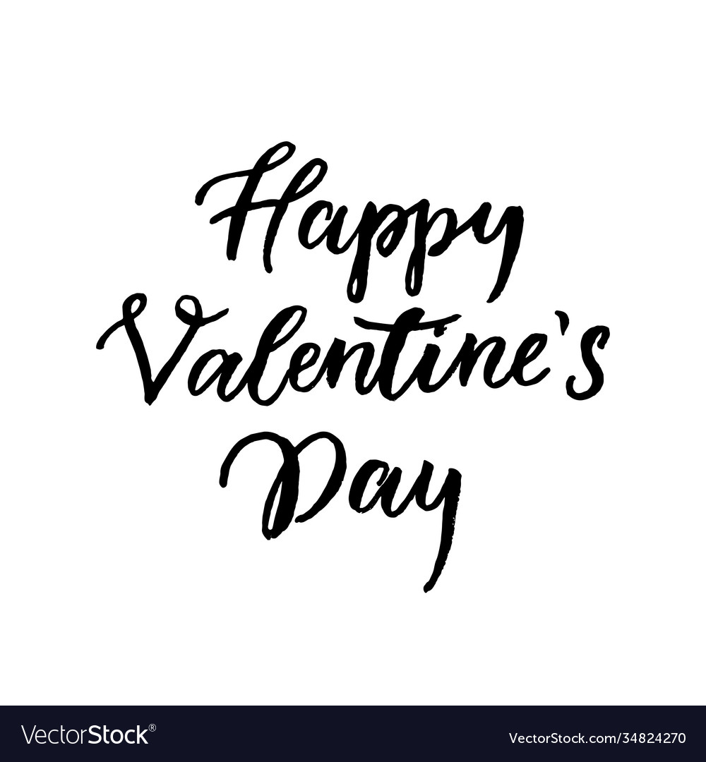 Happy valentine day hand drawn text greeting Vector Image