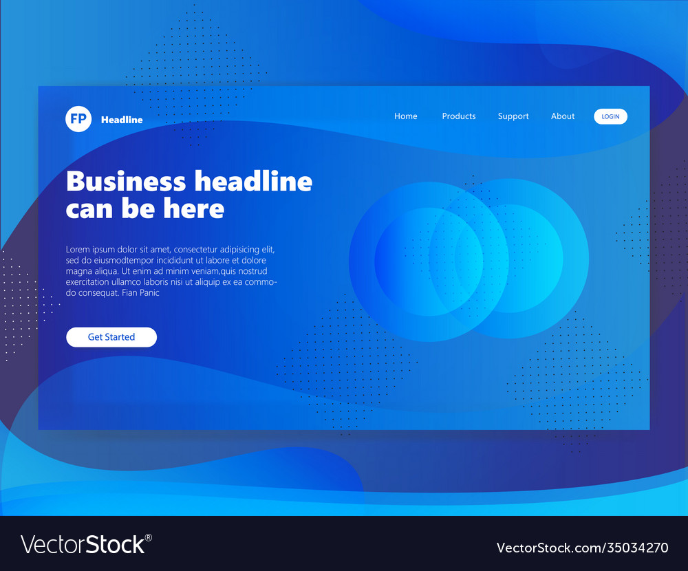 Landing page template with gradient modern webpage