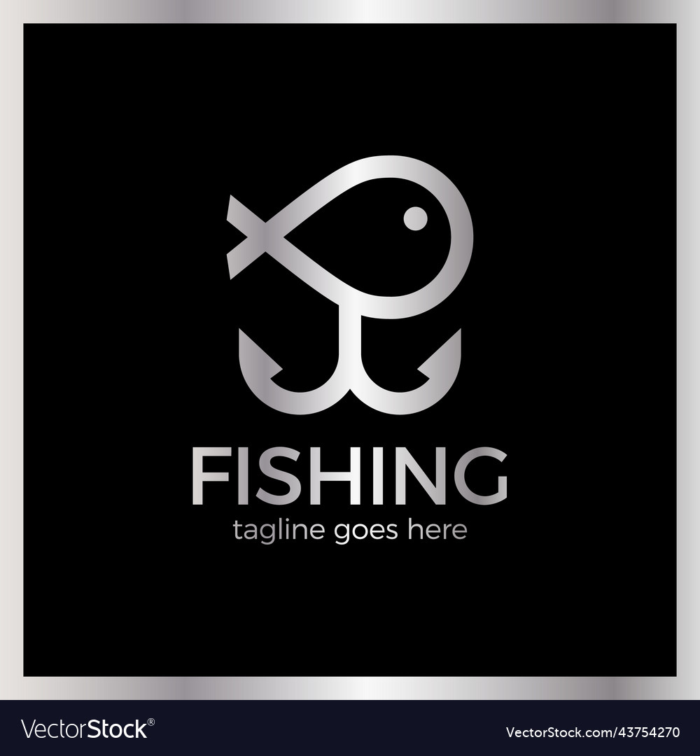 Line fish logotype in anchor