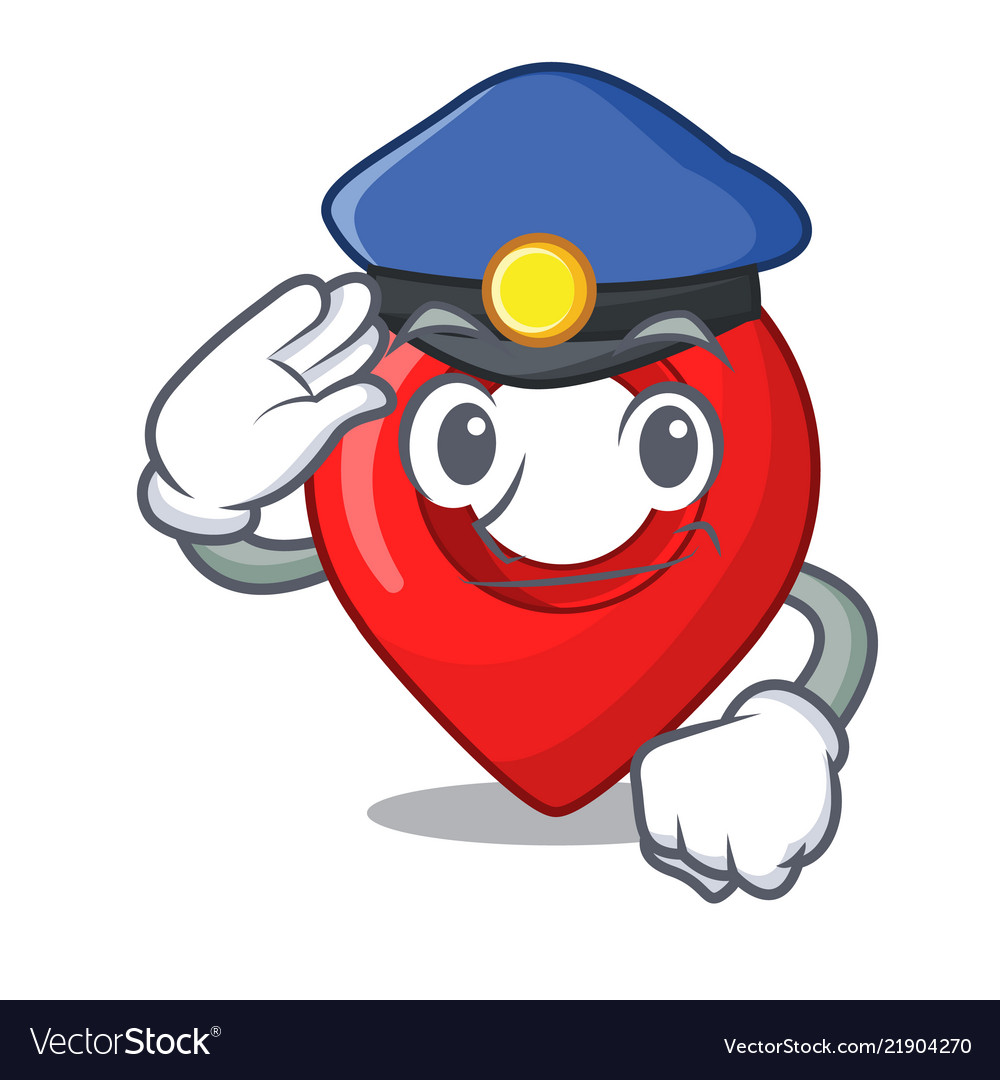 Police gps navigation pin on character cartoon