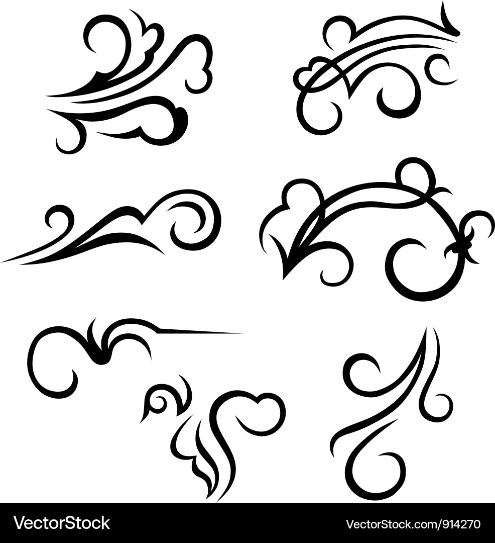 Set calligraphic design elements Royalty Free Vector Image