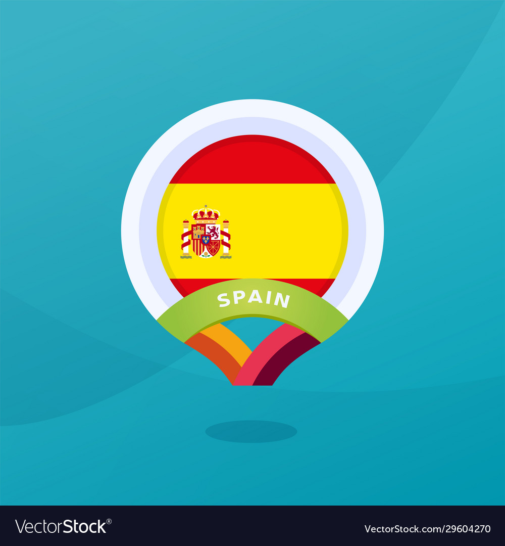 Spain Flag Map Location Pin European Football Vector Image