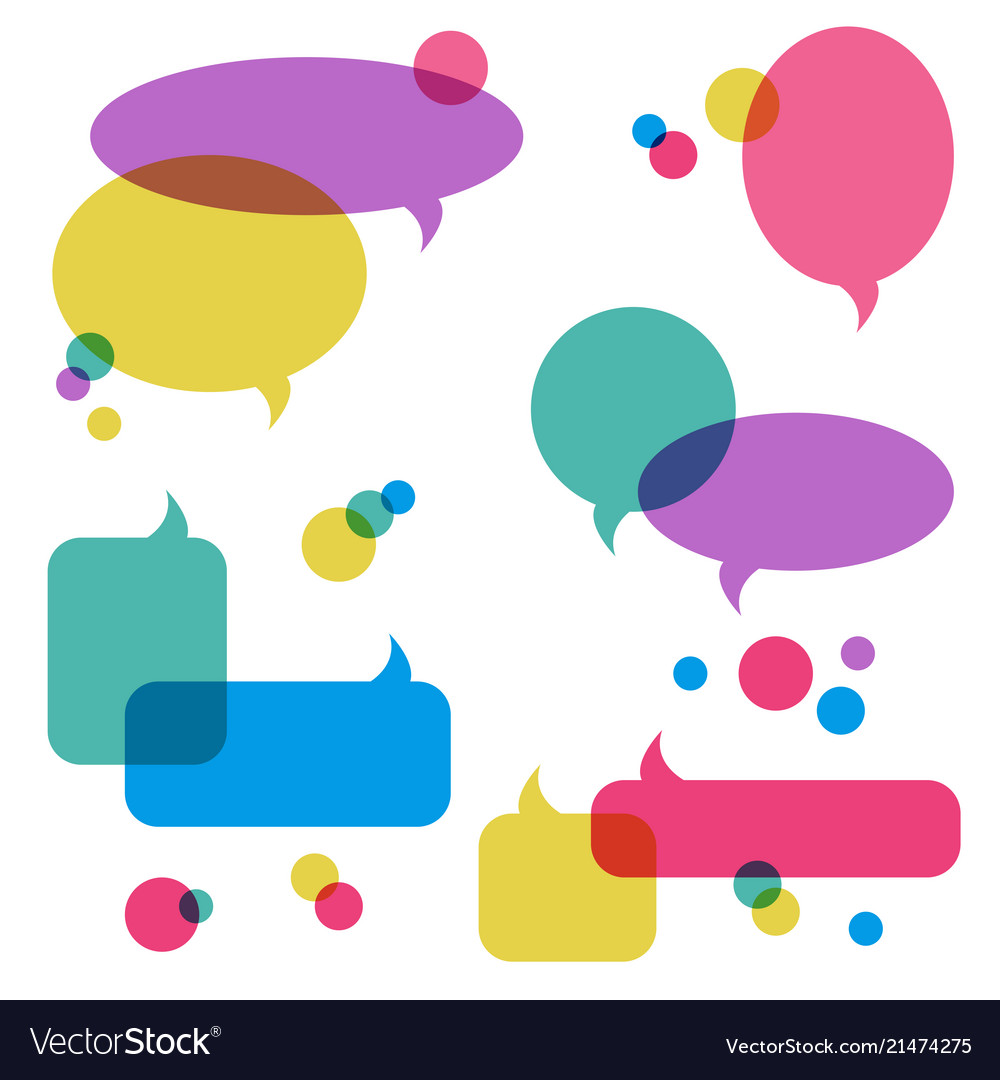 Color transparent speech bubbles icons set