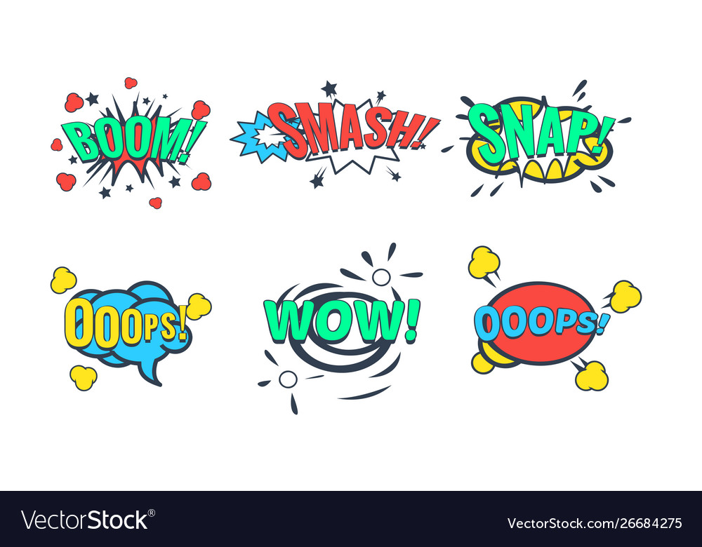 Comic speech bubble with text set sound Royalty Free Vector