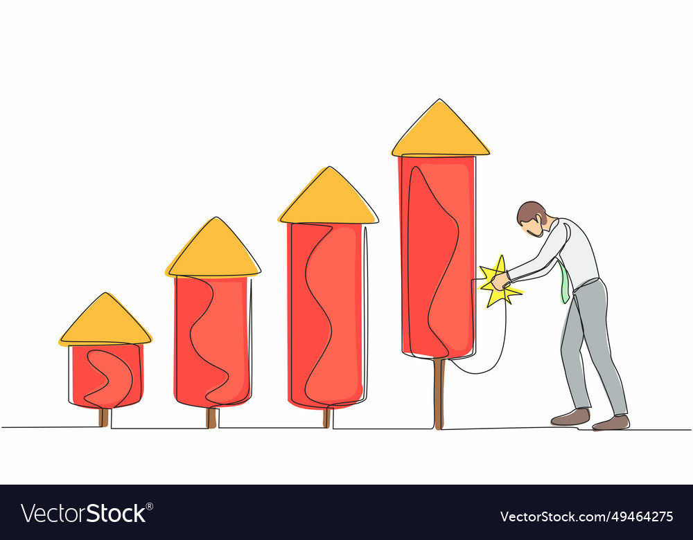 Continuous one line drawing smart businessman