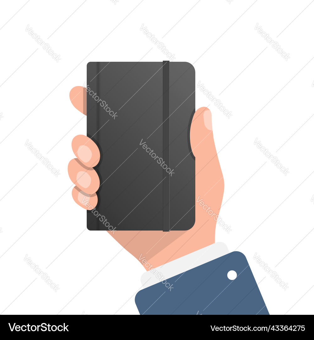 Diary in hand in flat style notebook on isolated Vector Image