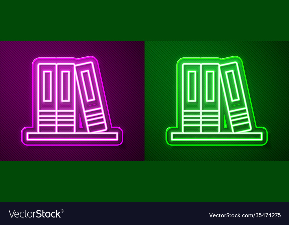 Glowing neon line office folders with papers