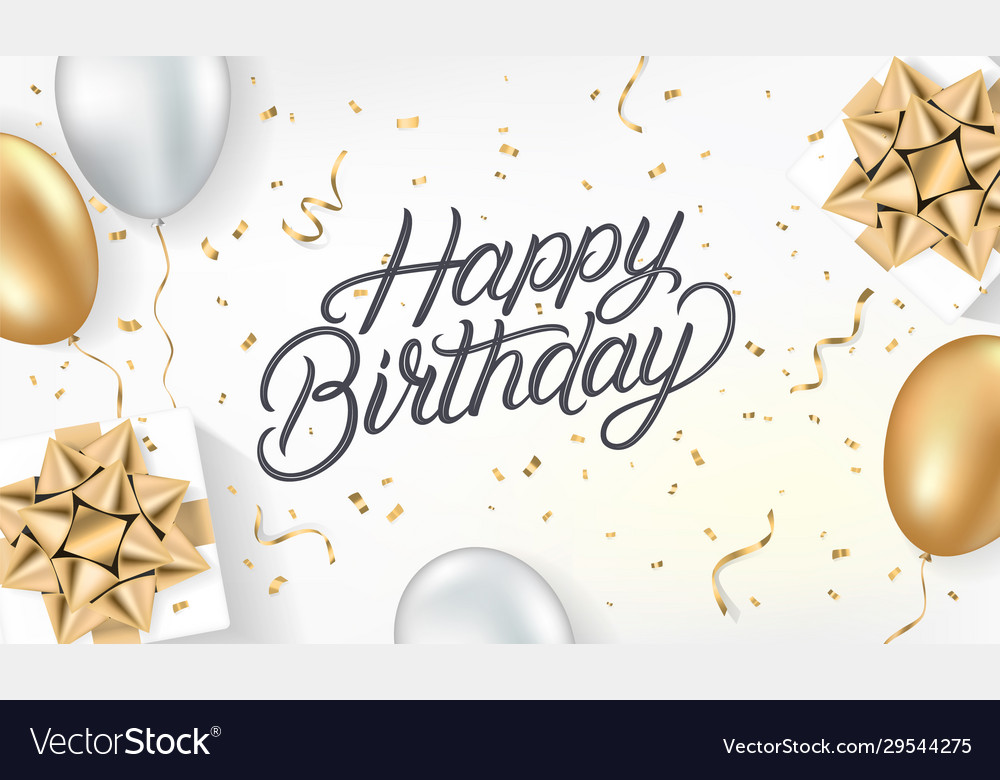 Happy birthday realistic card template Royalty Free Vector