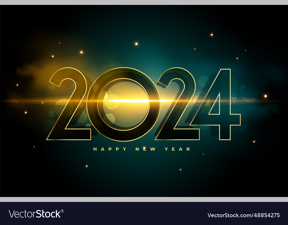 Happy new year 2024 greeting card with light Vector Image