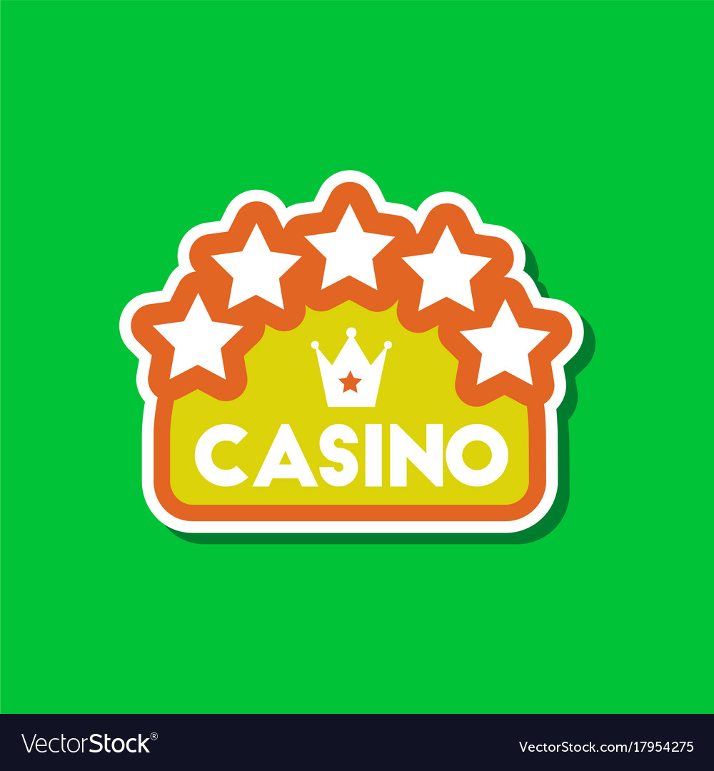 Paper sticker on stylish background casino sign