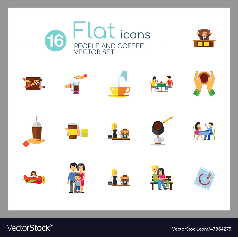 People and coffee icon set