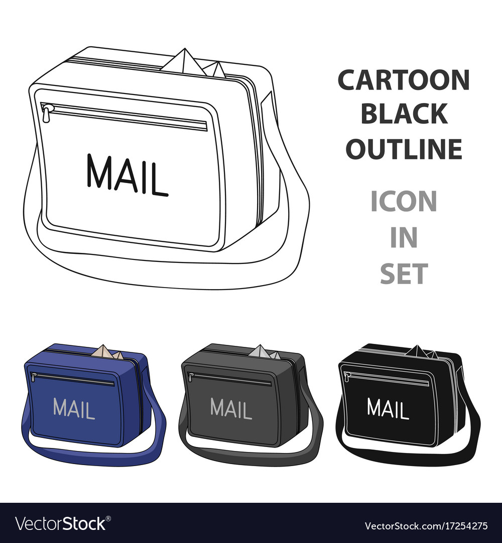 Postal bagmail and postman single icon in cartoon