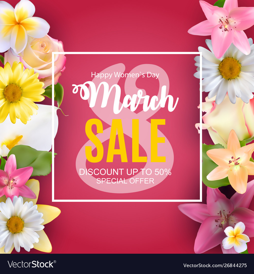 Womens day 8 march sale spring design with flower