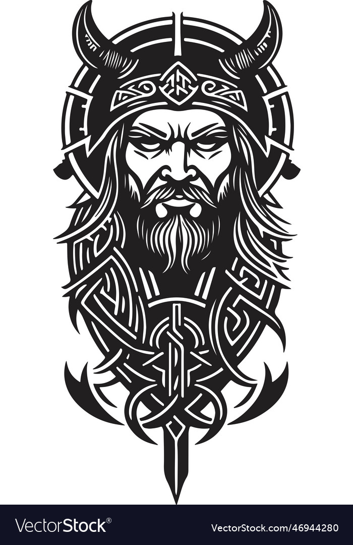 Excellent and powerful viking emblem art Vector Image