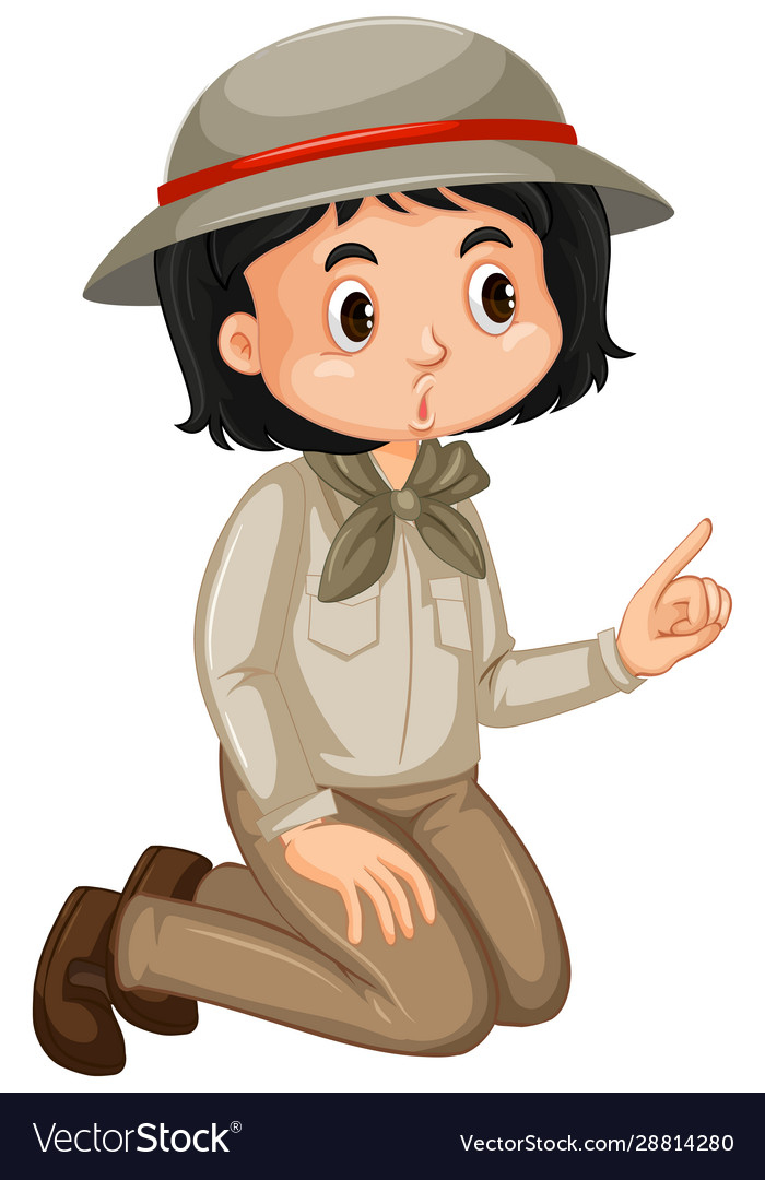 Girl in safari costume on white background Vector Image