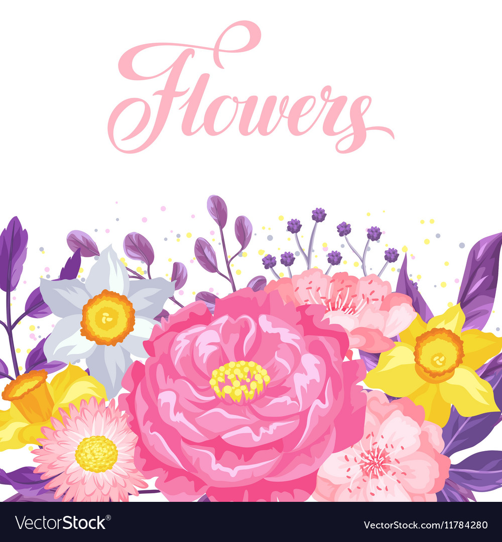 Invitation card with decorative delicate flowers