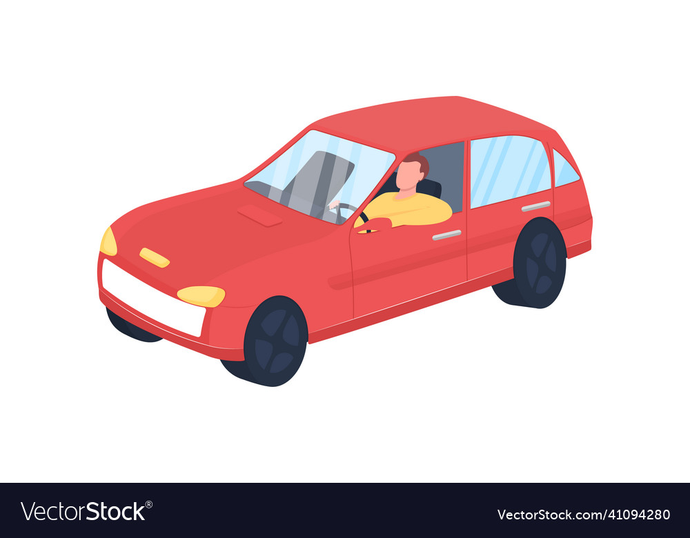 Man in red car flat color faceless character Vector Image