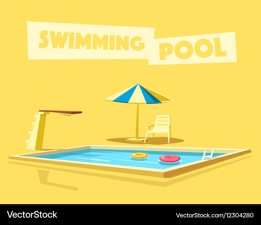 Swimming pool with a diving board cartoon Vector Image