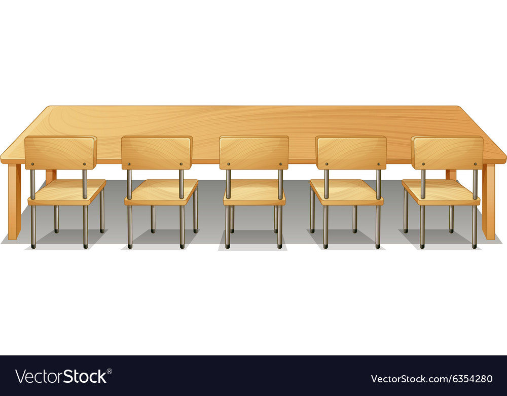 Wooden desk and chairs Royalty Free Vector Image