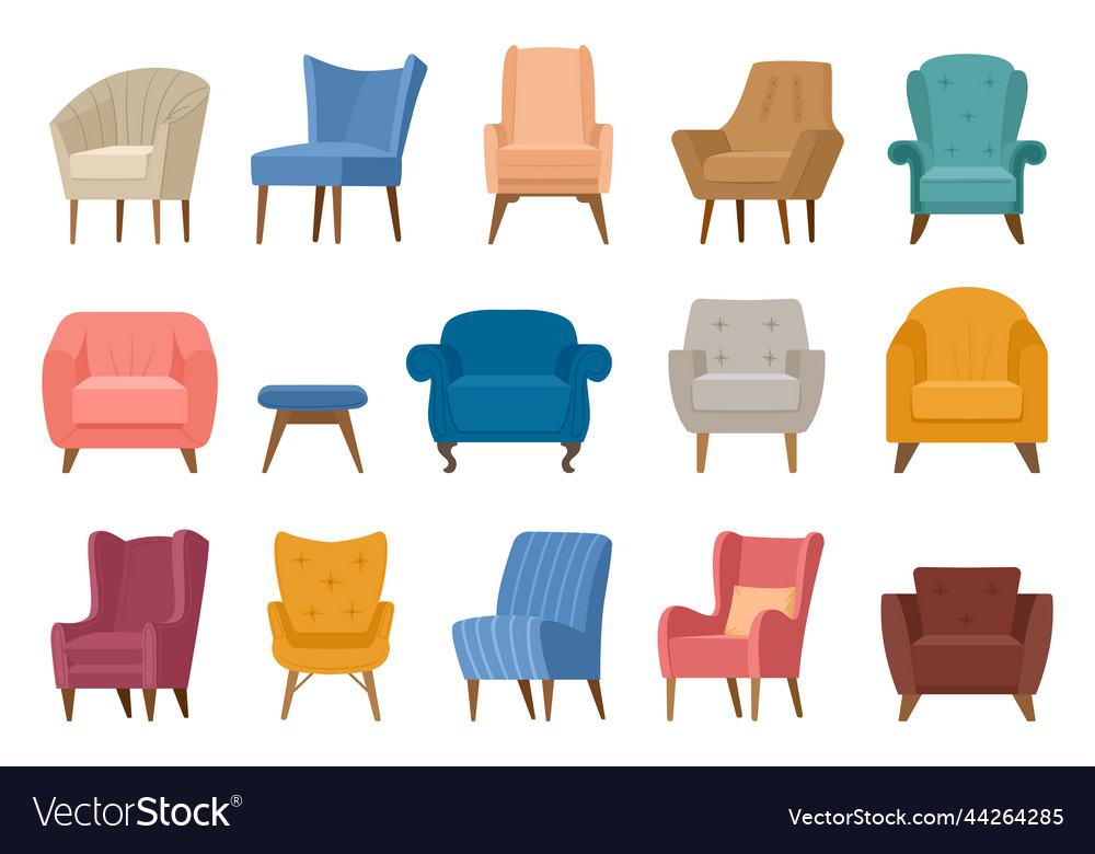 Cartoon comfy armchairs and chairs modern Vector Image