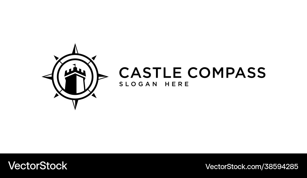 Castle and compass concept adventure or journey Vector Image