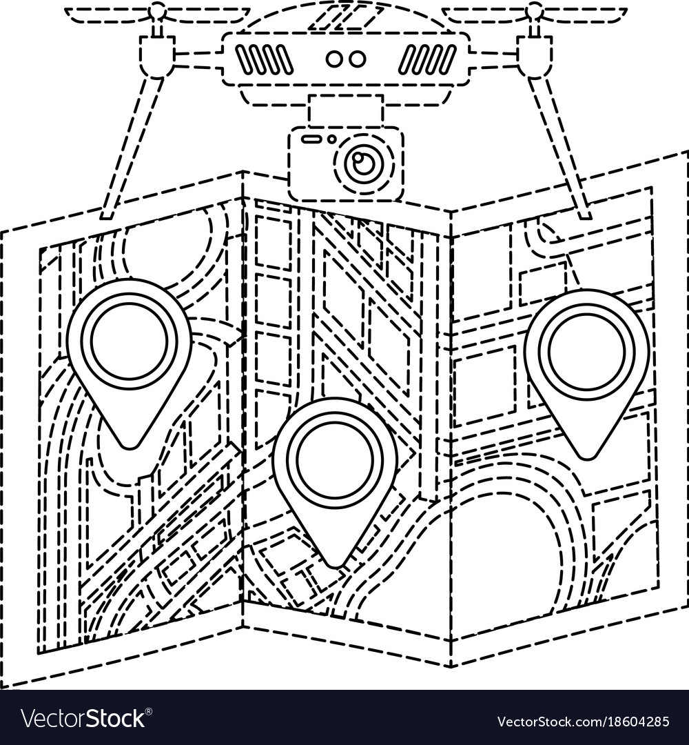 Drone flying technology with paper map gps