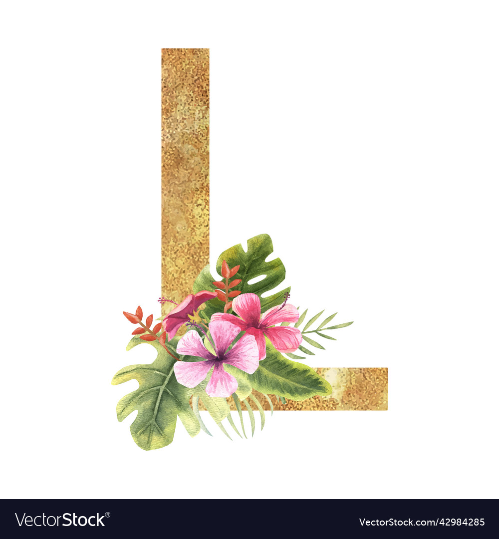 Golden letter l of the english alphabet