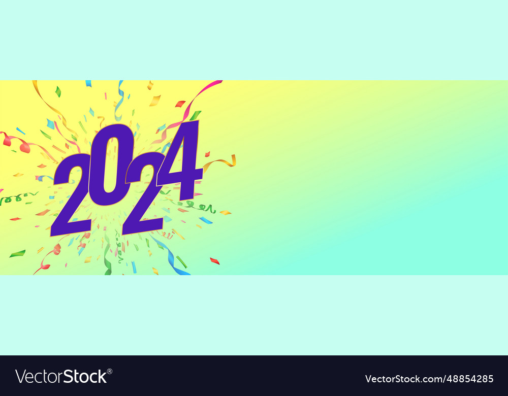 Happy new year 2024 party banner with confetti Vector Image