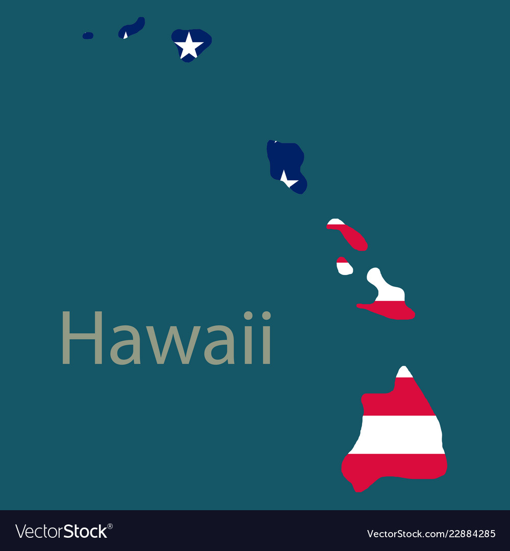 Hawaii state of america with map flag print