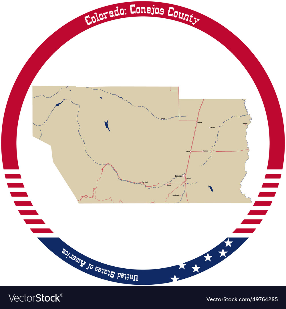 Map of conejos county in colorado usa arranged Vector Image