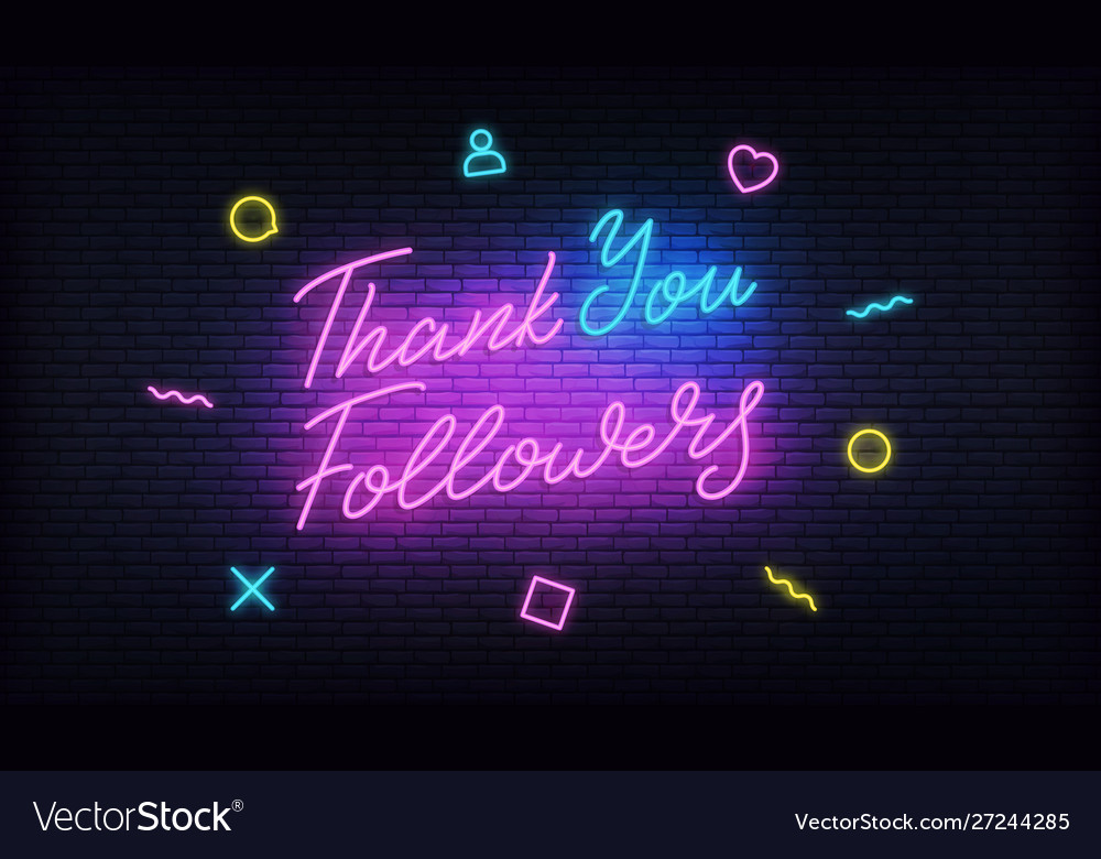 Thank you followers neon social media template