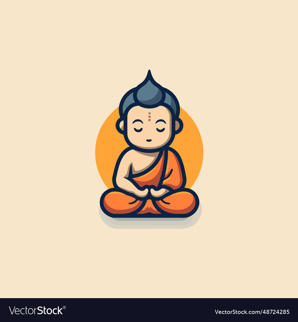 Vbbuddhist monk icon in flat design style Vector Image