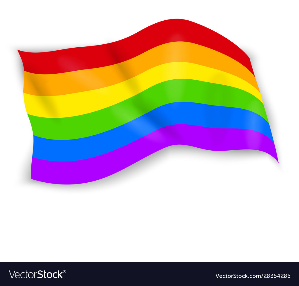 Waving lgbt rainbow flag isoliert auf weiß