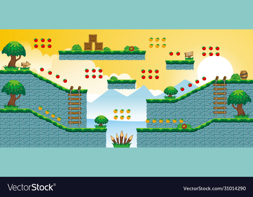 2D Jogo 56 Da Plataforma De Tileset Ilustração do Vetor