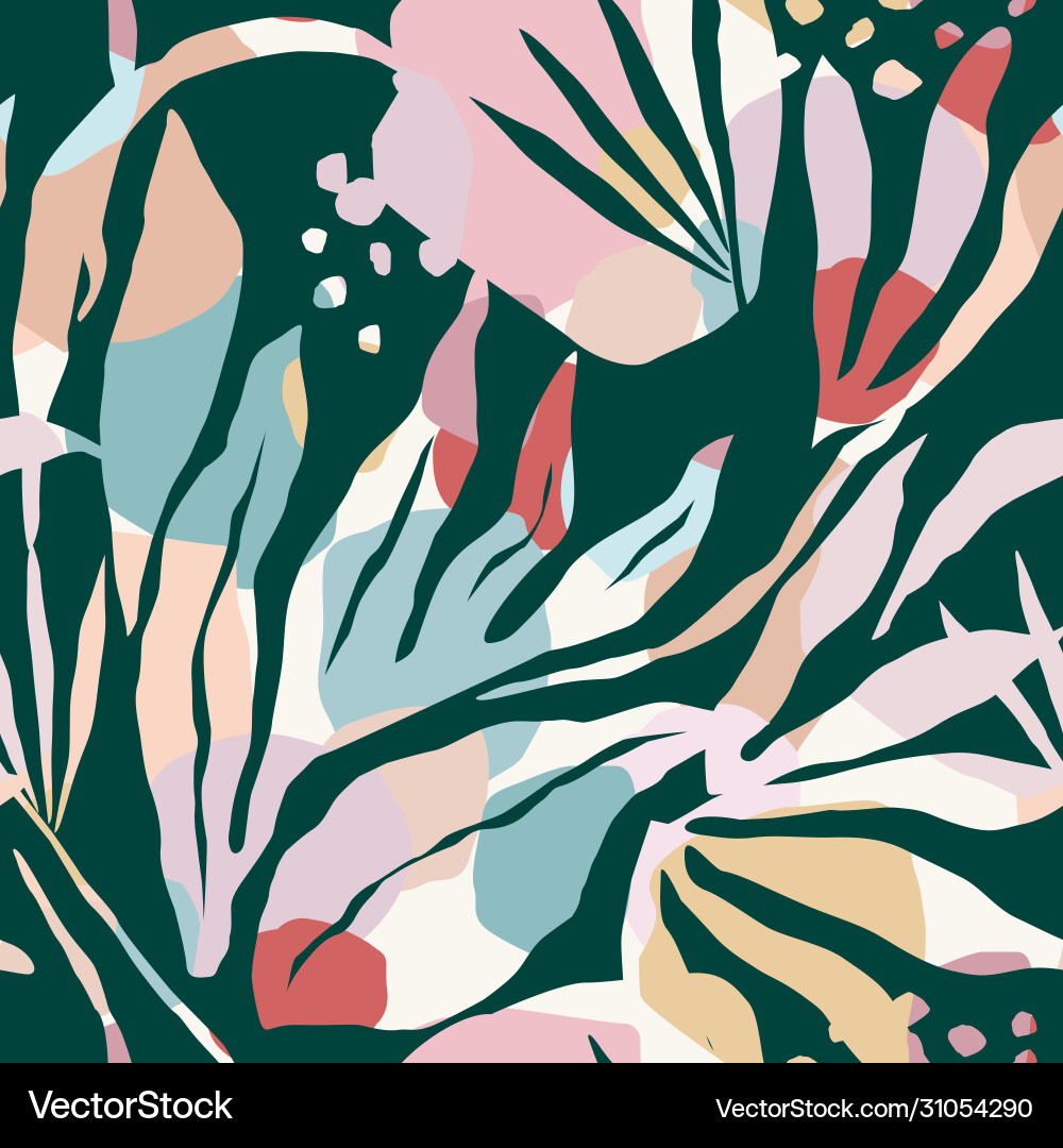 Artistic seamless pattern with abstract leaves Vector Image