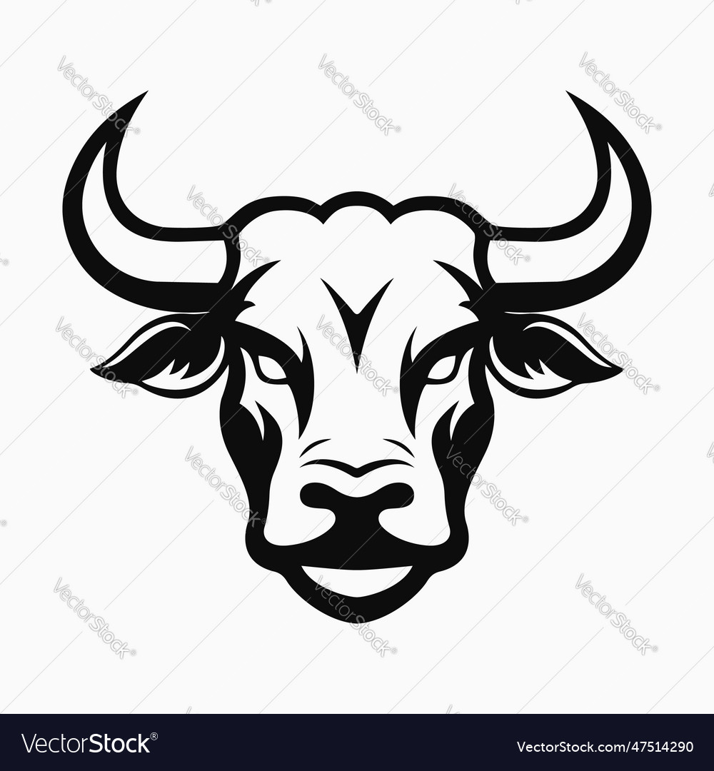 Bull head face logo mascot template Royalty Free Vector