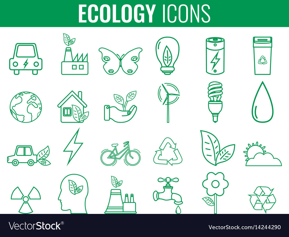 Ecology icons set for renewable energy