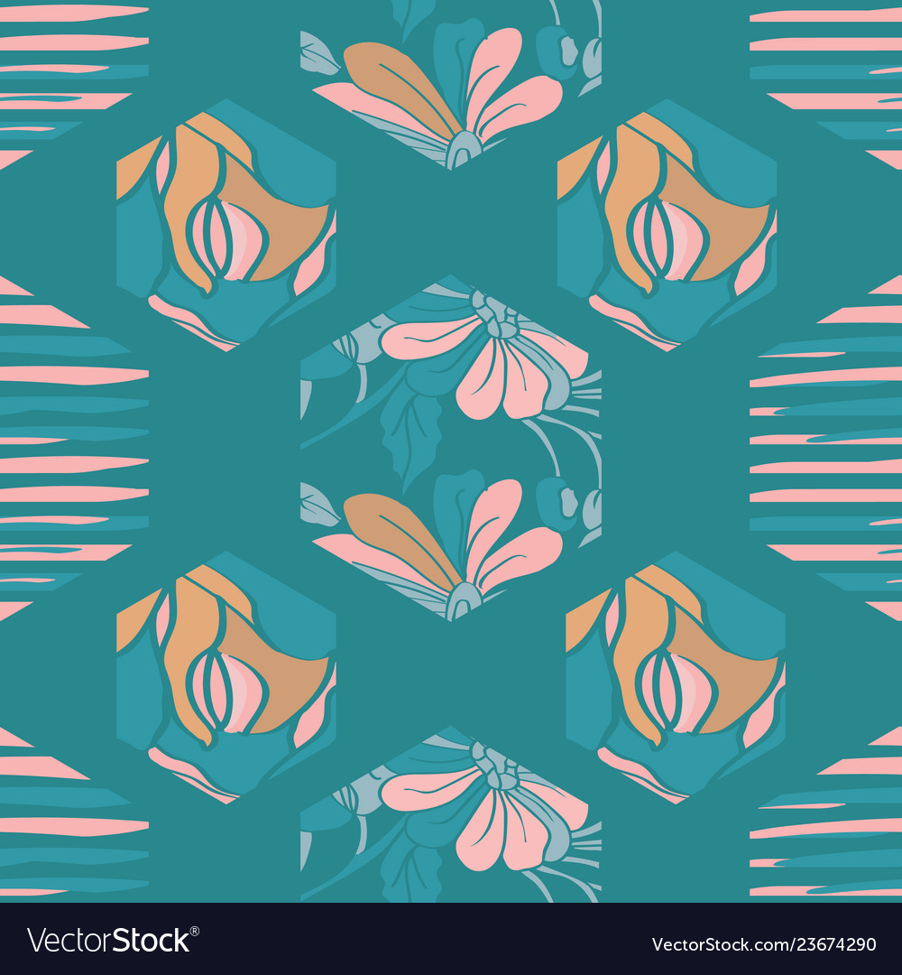 Floral hexagon Royalty Free Vector Image - VectorStock