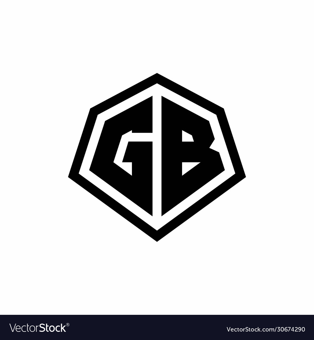 Gb monogram logo with hexagon shape and line