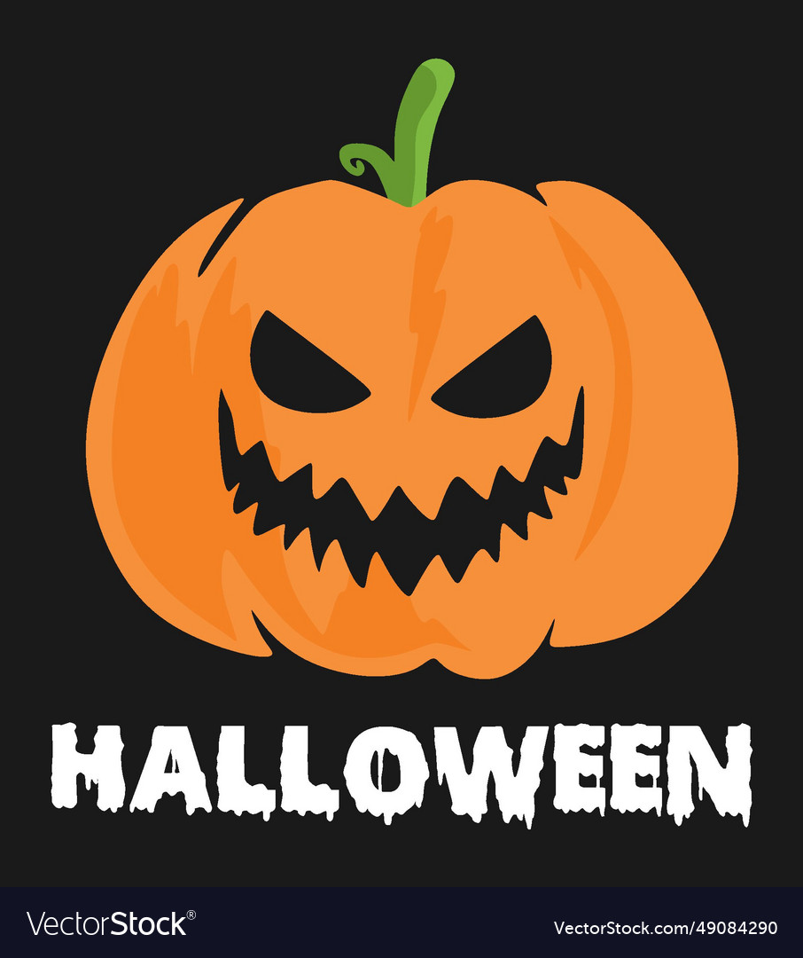 Halloween with scary pumpkin face Royalty Free Vector Image