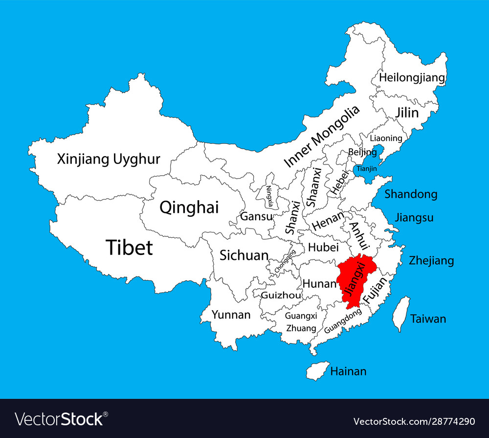 Jiangxi province map china Royalty Free Vector Image