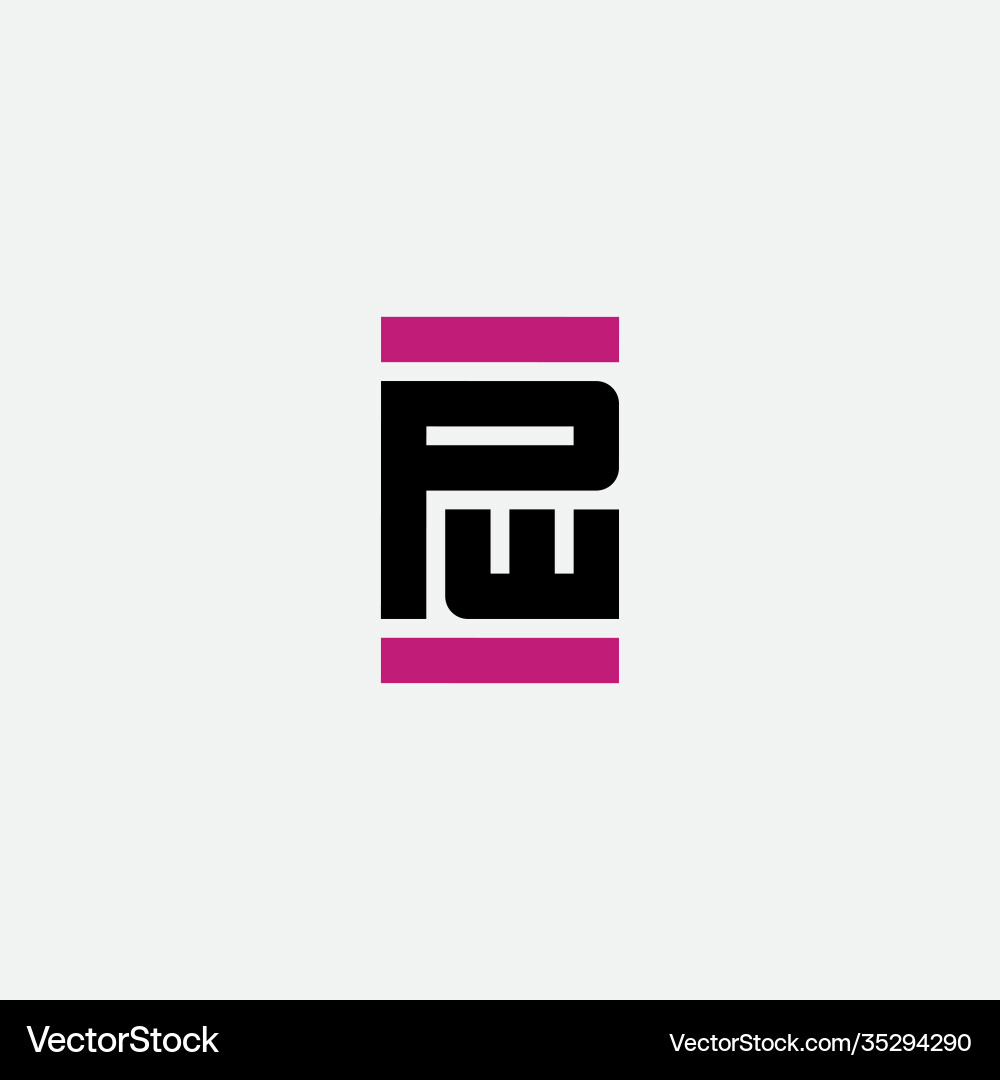 Logo with letters p and w logotype monogram Vector Image