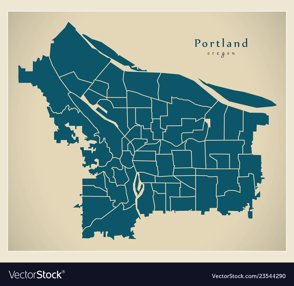 Modern city map - portland oregon of the usa