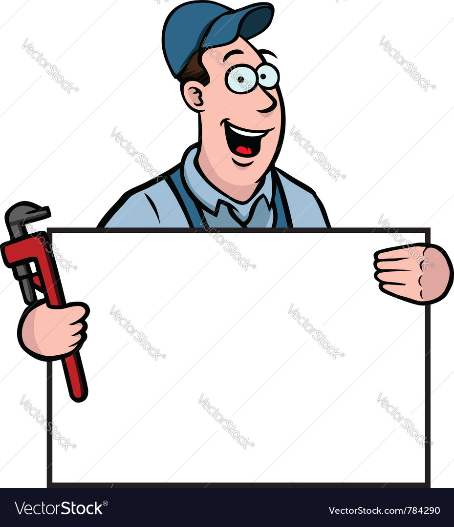 Plumber with sign