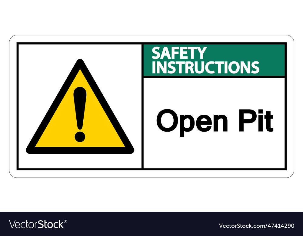 Safety instructions open pit symbol sign isolate Vector Image